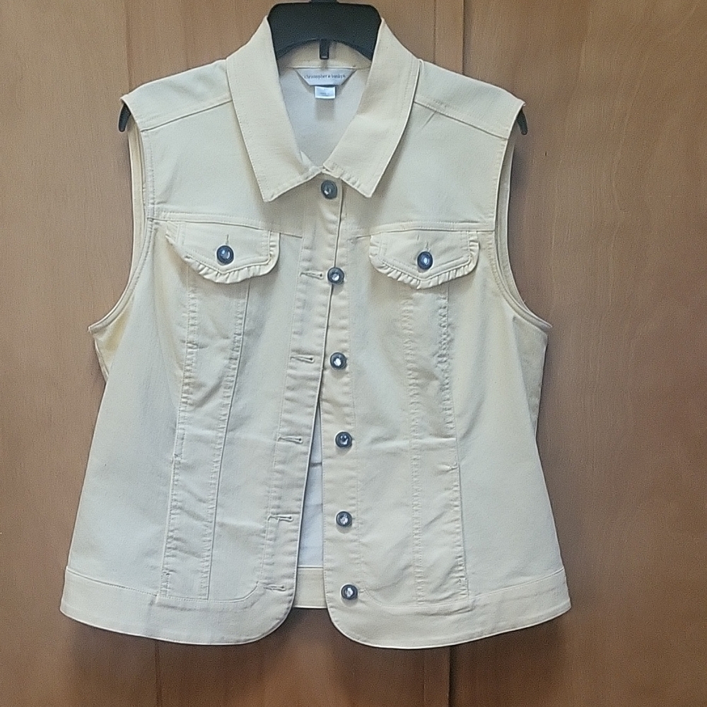 Christopher & Banks Cream Button-Up Vest